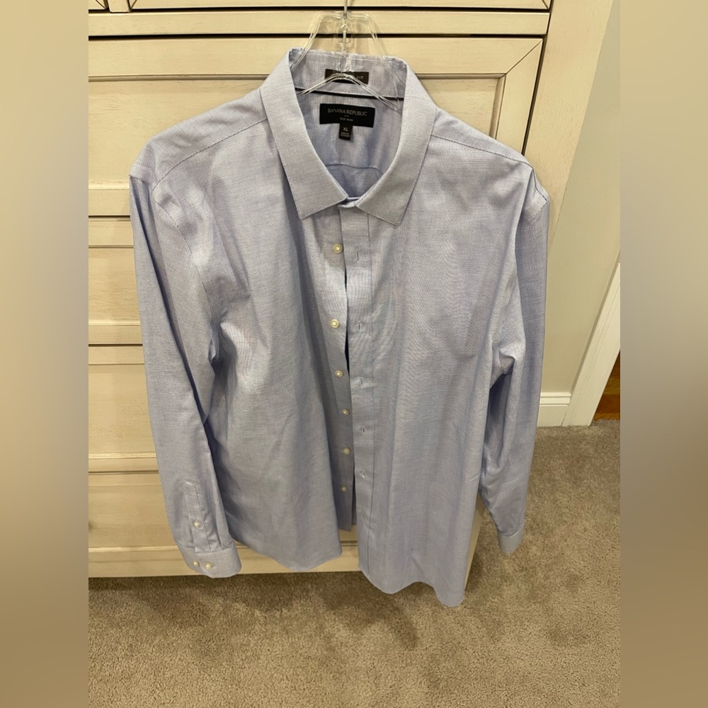 Men’s Banana Republic Oxford Button Up Dress Shirt Blue Size XL Untucked Fit